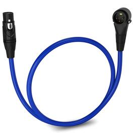 Lyxpro - 1.5 Ft Right Angle XLR Cable, Male to Female, 3 Pin Microphone Cable - Blue