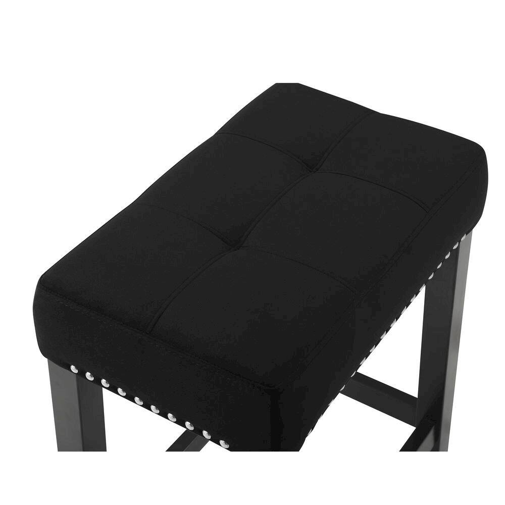 Alt View 7. FurniFact - Bar Table Set, Console Table with Stools, Wood Sofa Table with Stools Black - Black.