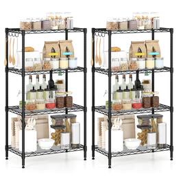 Costway - 2 PCS Metal Storage Shelving Unit 600 LBS Storage Organizer with V-Shaped Rack - Black
