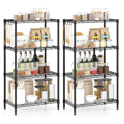 Front. Costway - Costway 2 PCS Metal Storage Shelving Unit 600 LBS Storage Organizer with V-Shaped Rack - Black.