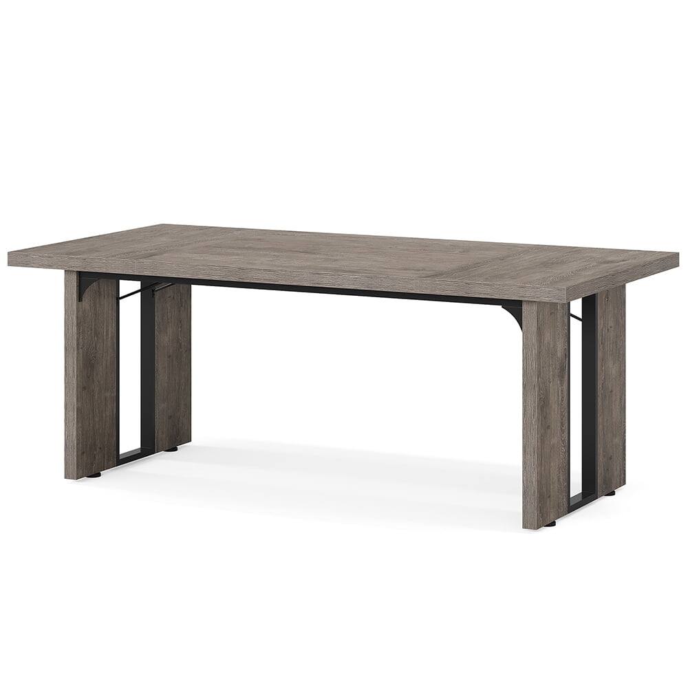 Angle. Kadyn - Kadyn Rectangular Dining Table, 71" Farmhouse Breakfast Table for 6 to 8 People,Gray - Gray.