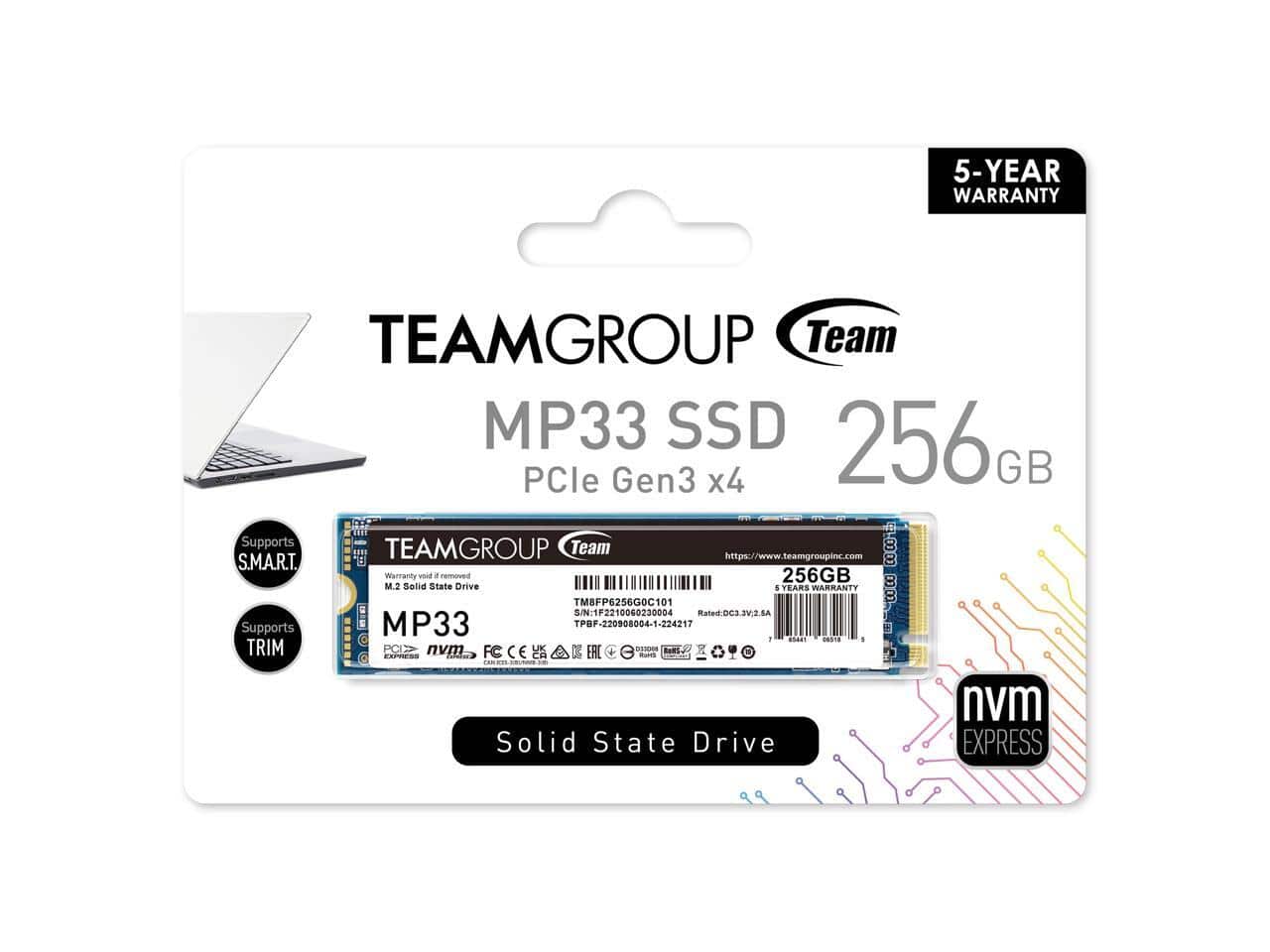 Team Group MP33 M.2 2280 256GB PCIe 3.0 x4 with NVMe 1.3 3D NAND