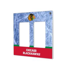 Keyscaper - Chicago Blackhawks Wordmark Double Rocker Lightswitch Plate - Multicolor