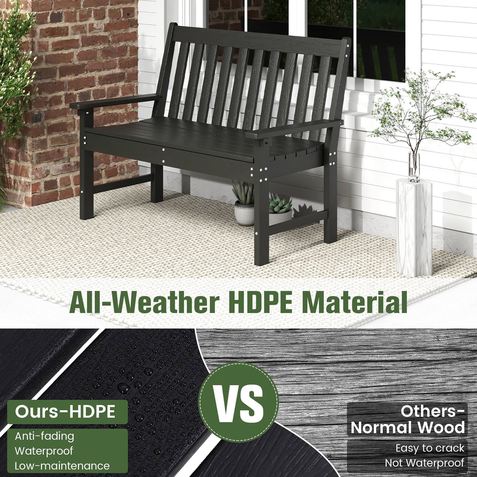 All-Weather HDPE Material

Ours-HDPE: Anti-fading, Waterproof, Low-maintenance

VS

Others- Normal Wood: Easy to crack, Not Waterproof