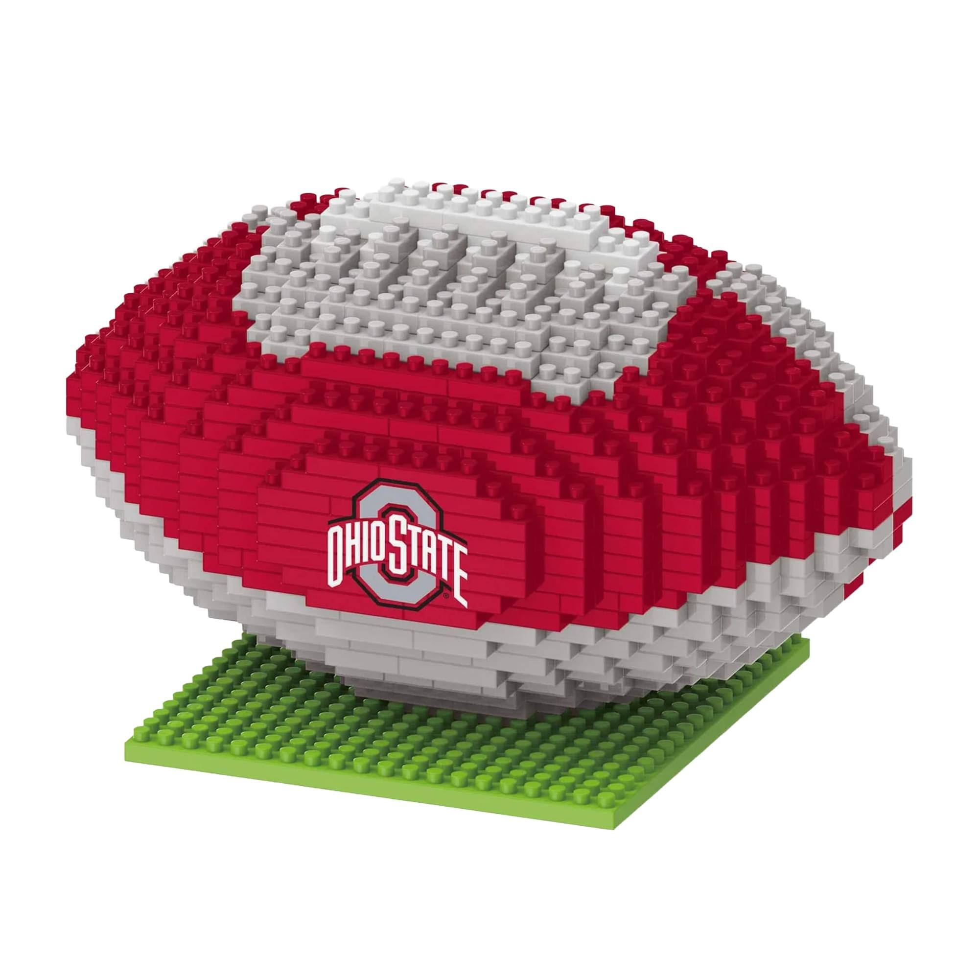 Front. Forever Collectibles - Ohio State Buckeyes NCAA Brxlz Football 704-Piece Building Block Set - Red.
