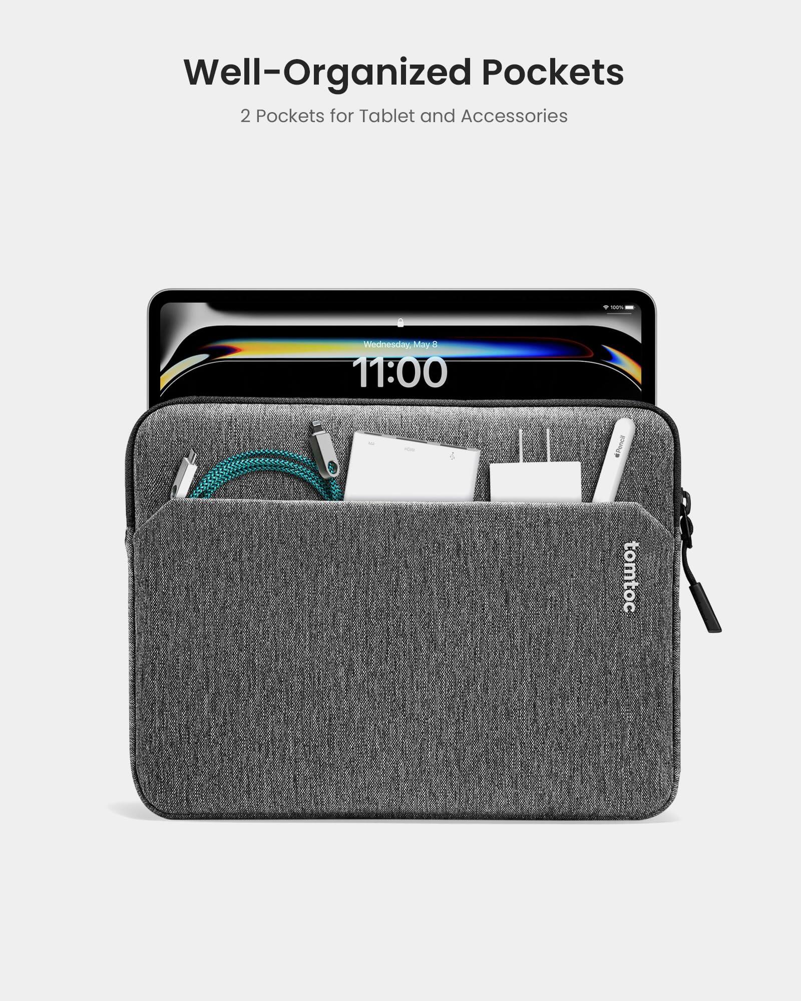 Well-Organized Pockets  
2 Pockets for Tablet and Accessories  

100%  

Wednesday, May 8 11:00  

Pencil  

tomtoc