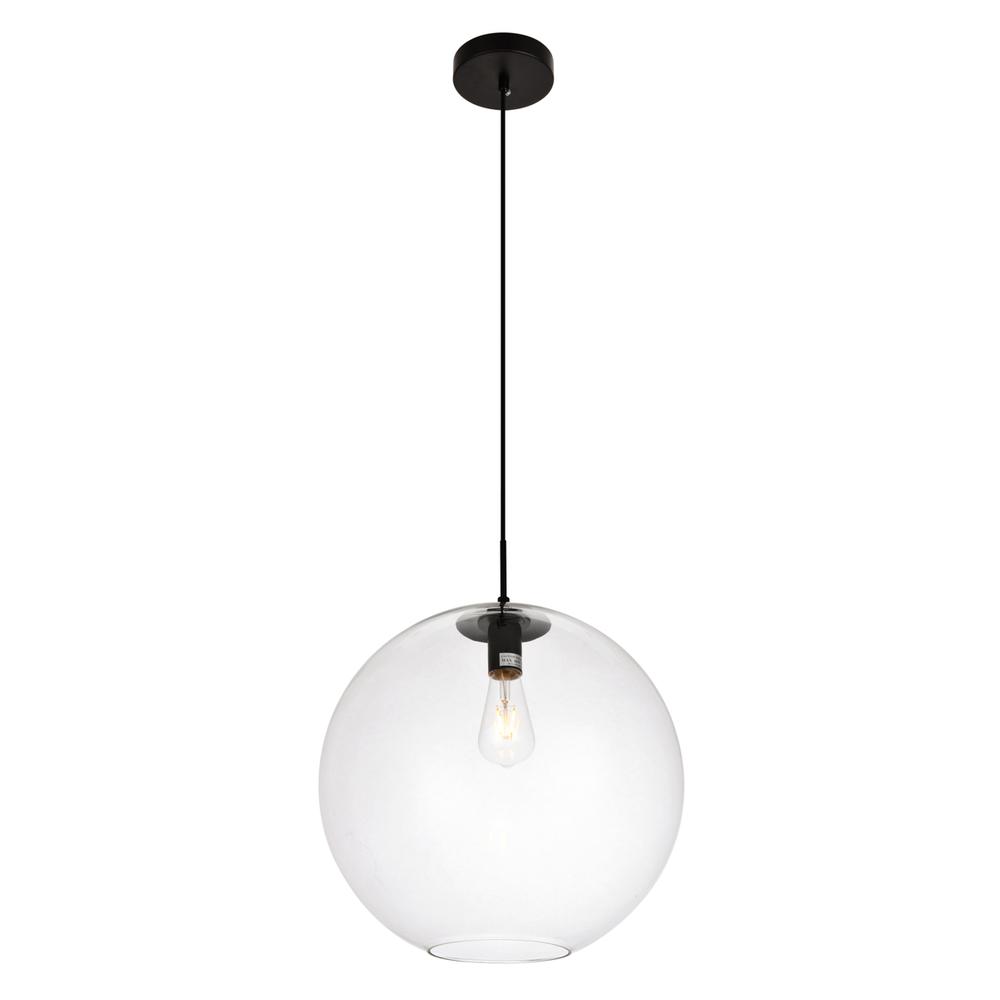 Alt View 2. Living District - Placido Collection Pendant D15.7 H16.5 Lt:1 Black and Clear Finish - Black And Clear.
