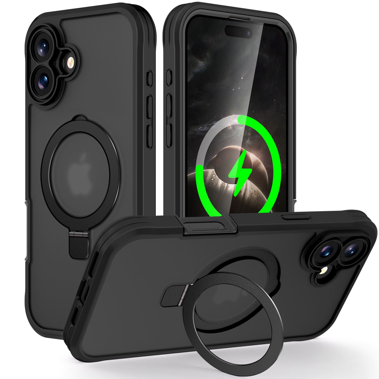 Dteck - Magnetic for iPhone 17 Case with Screen Protector, Matte Clear Back Shockproof Full Body Phone Cover - Black price history on PriceWatchPro
