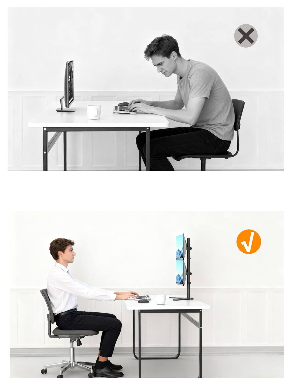 Alt View 5. ThinkLink Electronic - Dual Monitor Stand Free Standing Desk Mount Arm Fits Two Screens Fully Adjustable Arms Max Vesa ml7802 - Default.