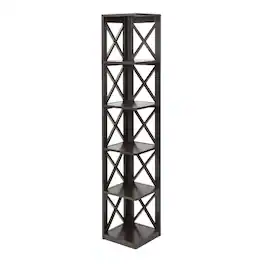 FurniFact - Corner bookcase in a sleek finish with five spacious shelves - Espresso
