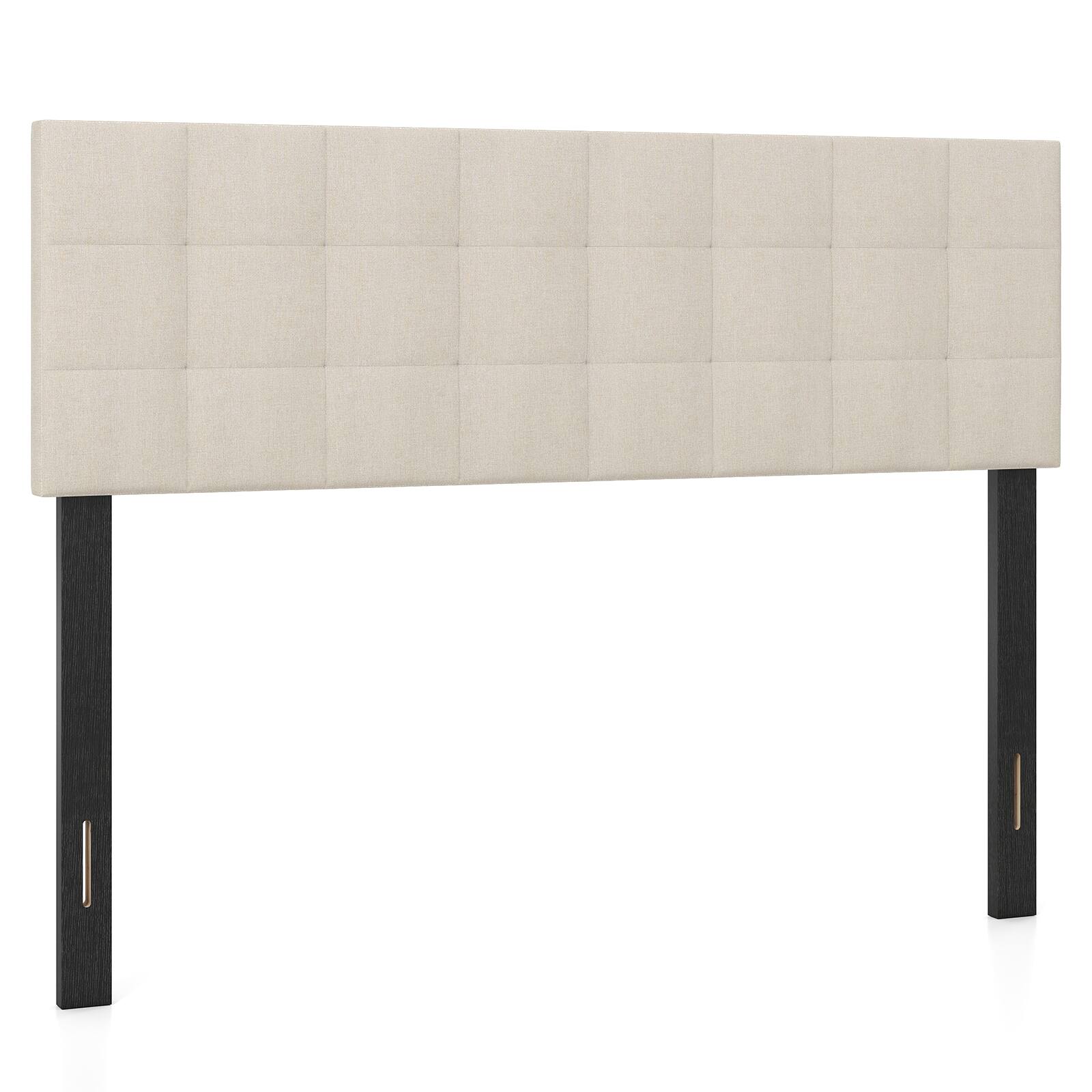 Alt View 9. Gymax - Gymax Upholstered Headboard Queen/Full Size Quilted Grid Linen Fabric Bed Frame Beige - Beige.