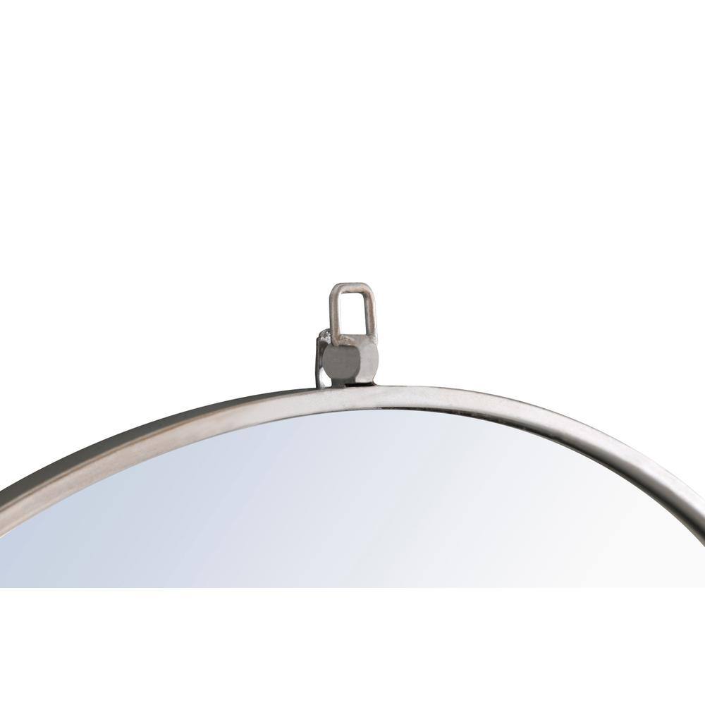 Alt View 4. Elegant Decor - Metal frame Round Mirror with decorative hook 36 inch Silver finish - Silver.