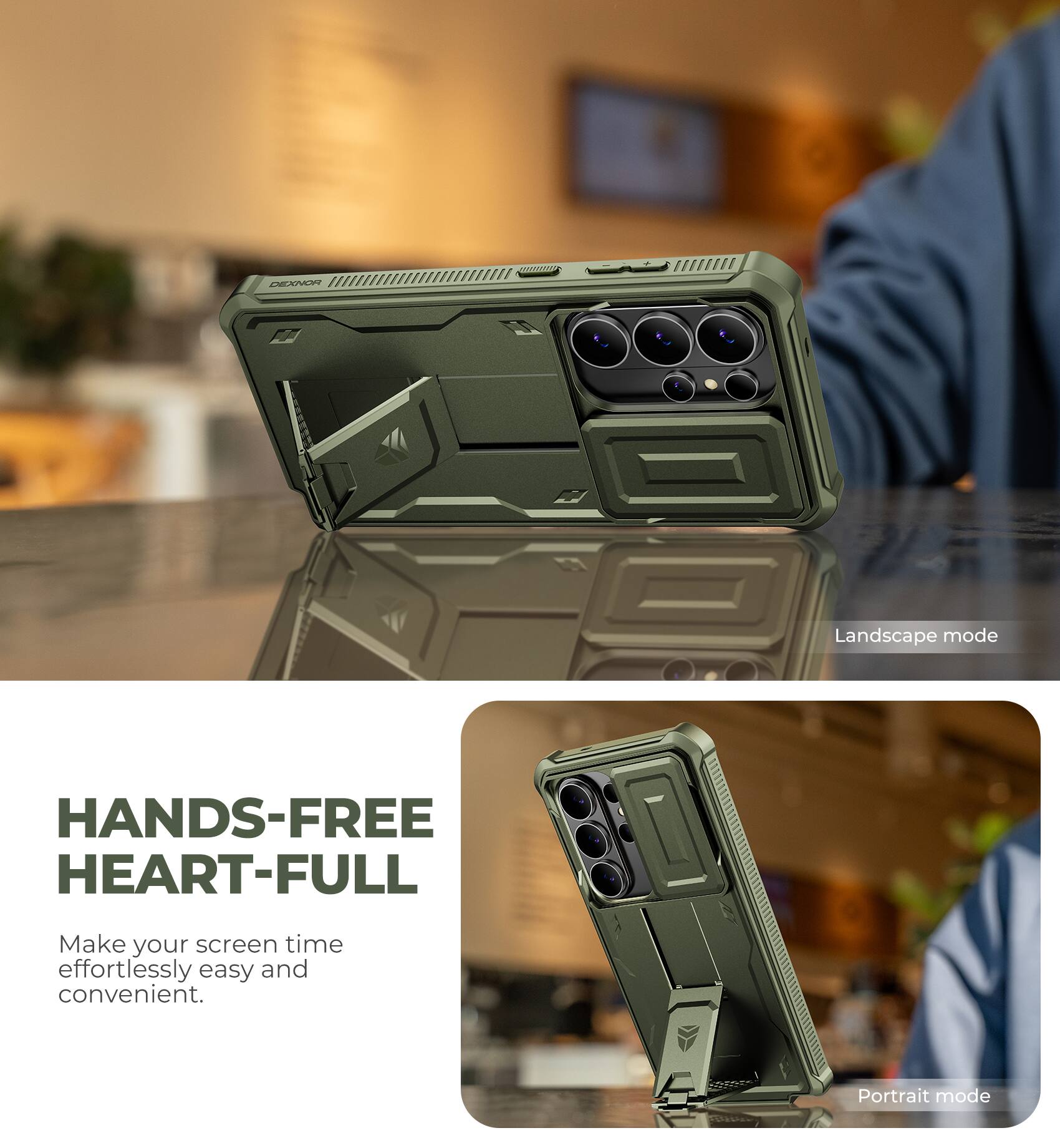 **HANDS-FREE HEART-FULL**

Make your screen time effortlessly easy and convenient.

- Landscape mode
- Portrait mode