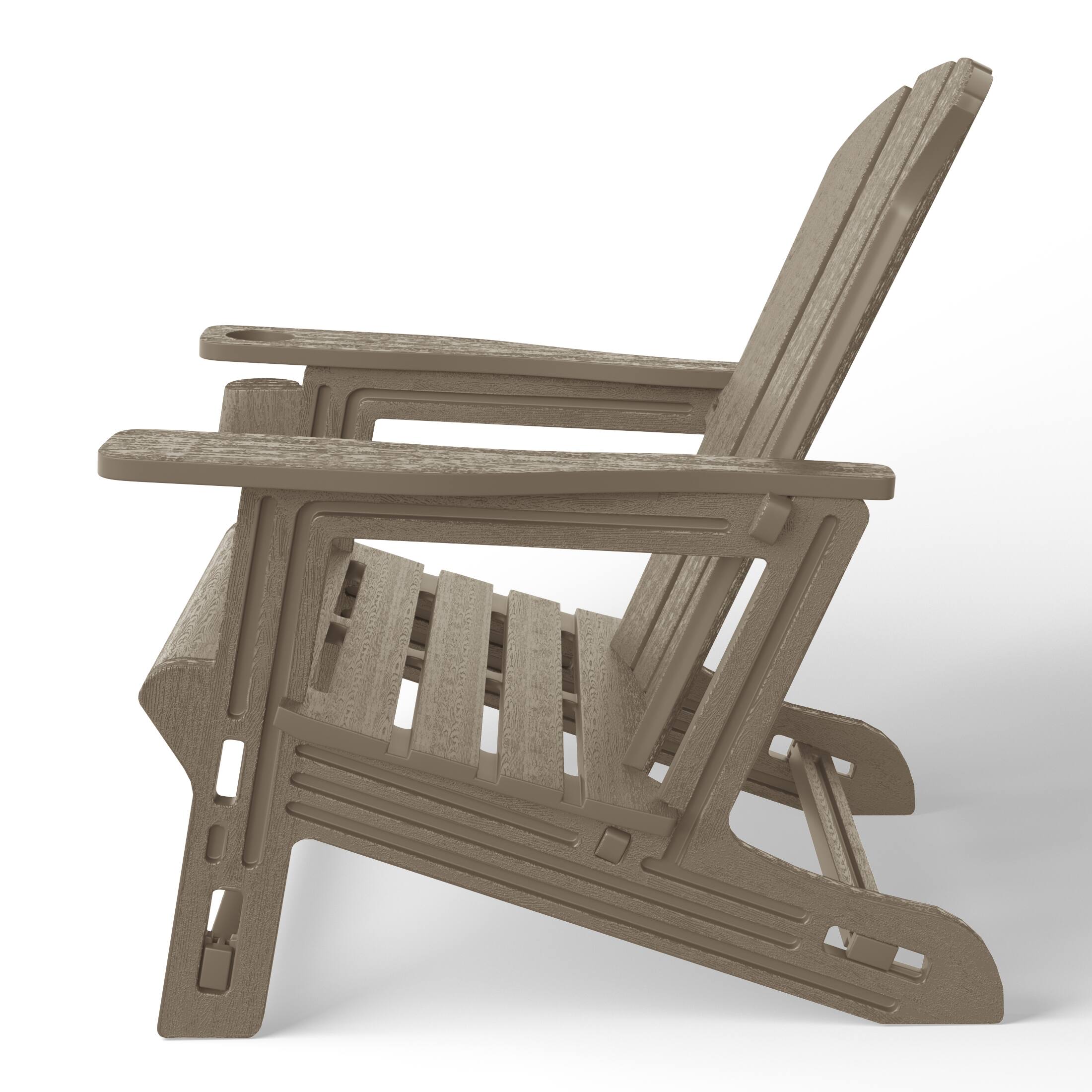 Alt View 2. WestinTrends - WestinTrends Azura Tool-Free Assembly Outdoor Patio HDPE Plastic Adirondack Chair with Cup Holder - Weathered Wood.
