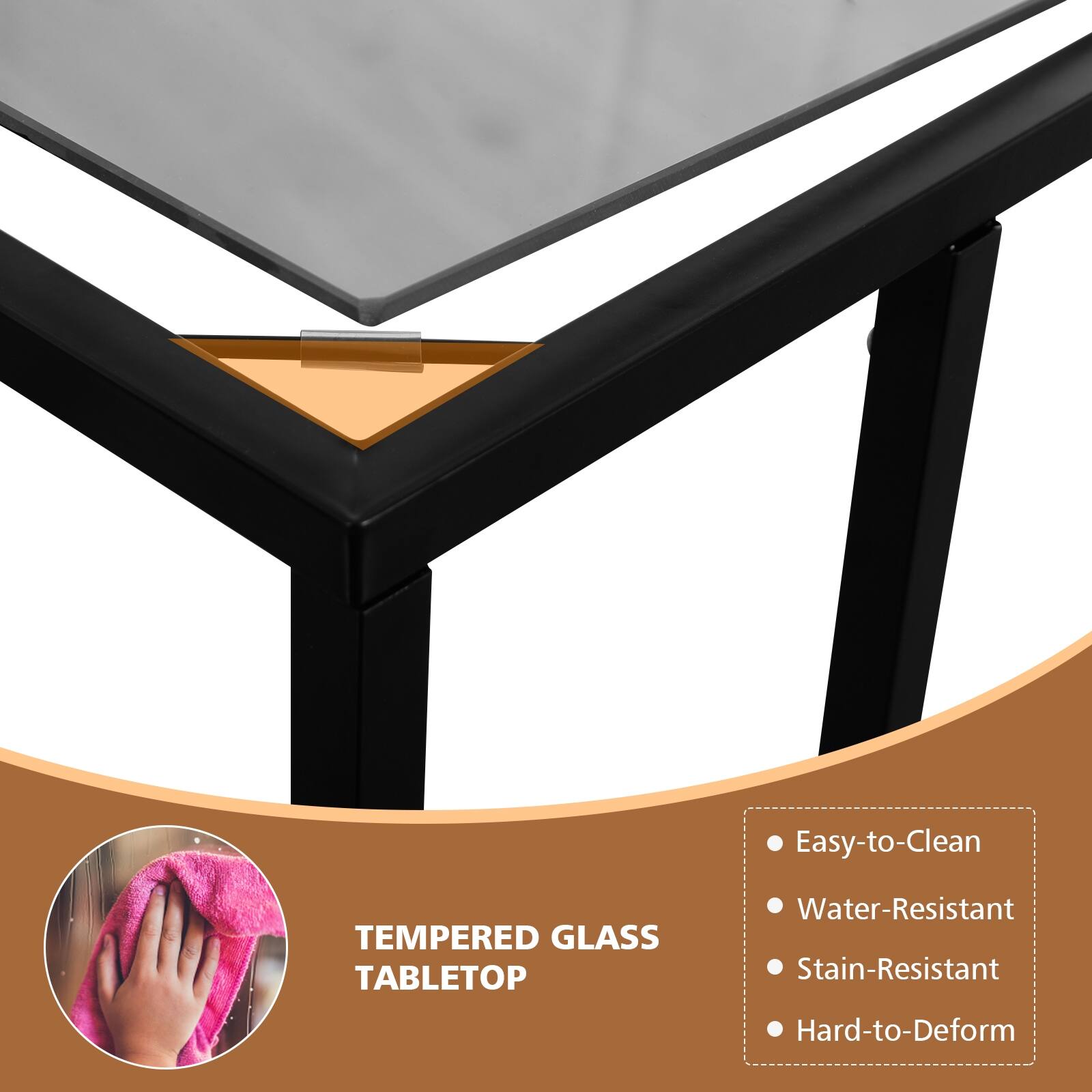 Easy-to-Clean, Water-Resistant, Stain-Resistant, Hard-to-Deform, TEMPERED GLASS TABLETOP