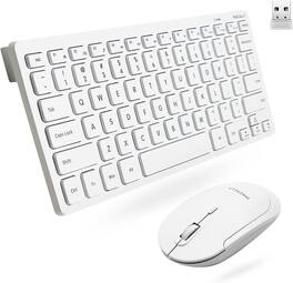 Macally - Small Wireless Keyboard and Mouse Combo - Essential Work Duo - 2.4G Keyboard and Mouse Wireless - White