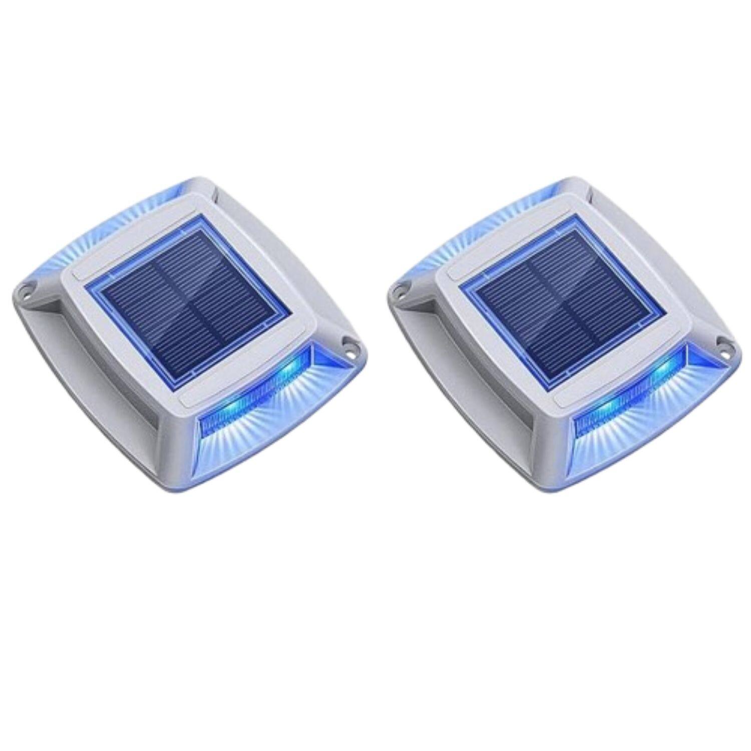 Stock Preferred - 2 Pack LED Solar Deck Light – Outdoor Floor Lamp - Blue