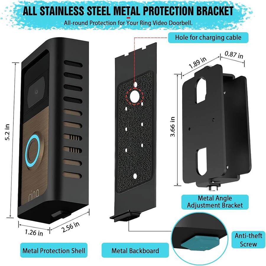 Schertz Anti Theft Doorbell Mount for Ring Video Doorbells (2/3/4