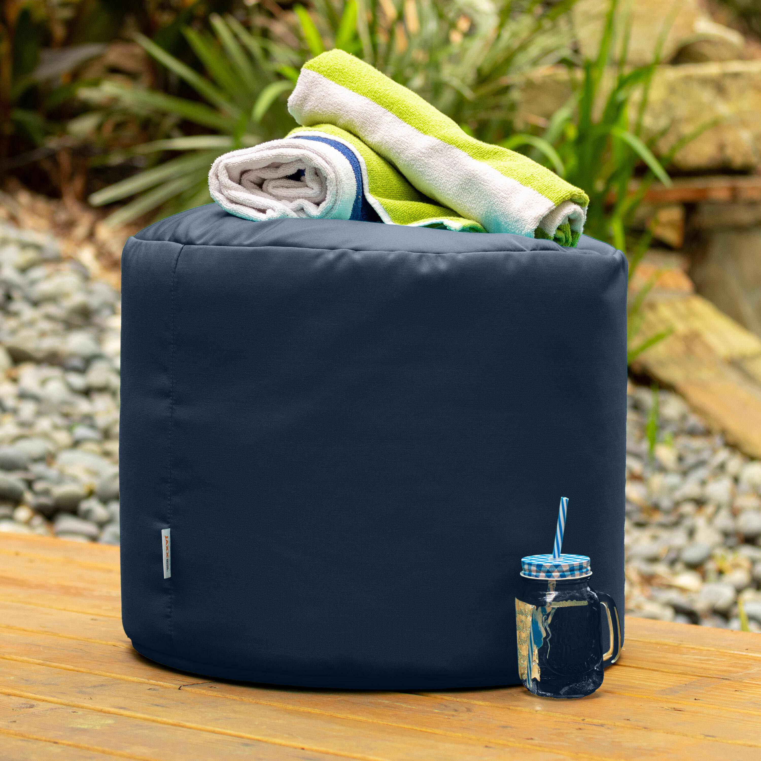 Angle. Jaxx - Jaxx Spring Indoor / Outdoor Bean Bag Pouf Ottoman, Navy - Navy.