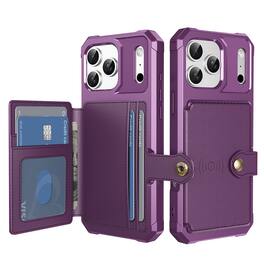 Dteck - For Apple iPhone 18 Pro Max Wallet Case Flip Card Slots Magnetic Clasp Shockproof Anti-Scratch Cover - Purple