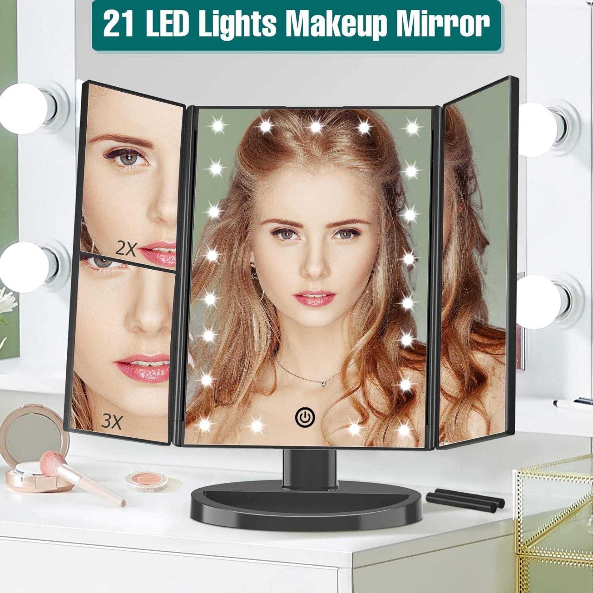21 LED Lights Makeup Mirror  
2X  
3X