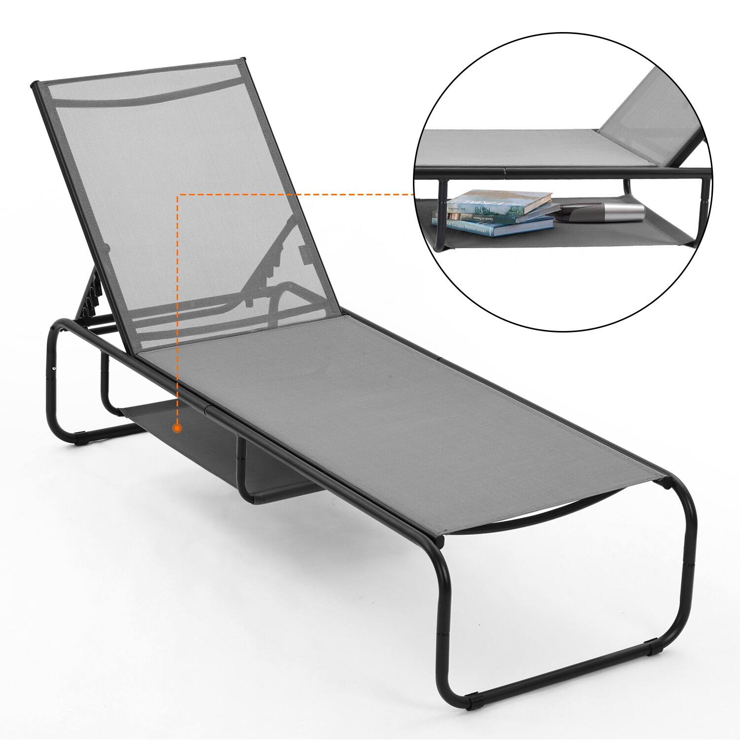 Left. Ainfox - Ainfox 2 Set Patio Lounge Chair Chaise Lounge for Patio, Beach, Pool Grey Brown - Gray.