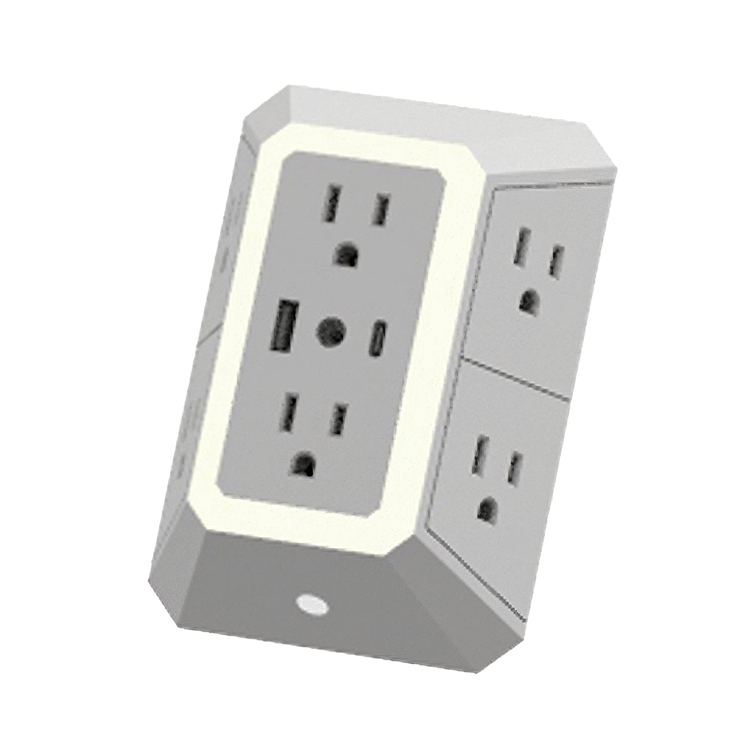 Ciao Tech - 6-Outlet 2-USB Port 540J Surge Protector Wall Tap, Adjustable LED Night-Light, CPAZY00-026 - White
