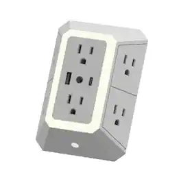 Ciao Tech - 6-Outlet 2-USB Port 540J Surge Protector Wall Tap, Adjustable LED Night-Light, CPAZY00-026 - White