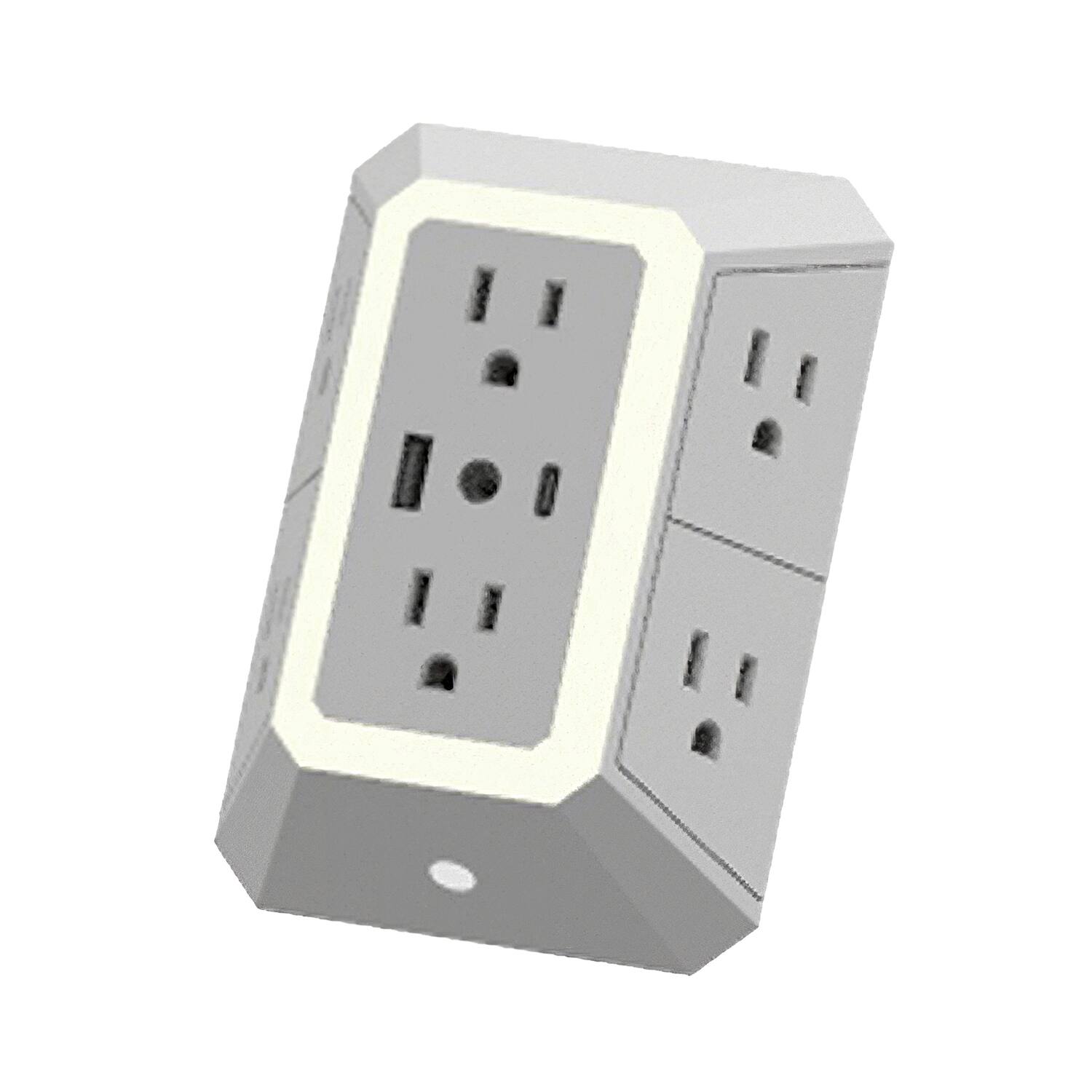 Front. Ciao Tech - 6-Outlet 2-USB Port 540J Surge Protector Wall Tap, Adjustable LED Night-Light, CPAZY00-026 - White.