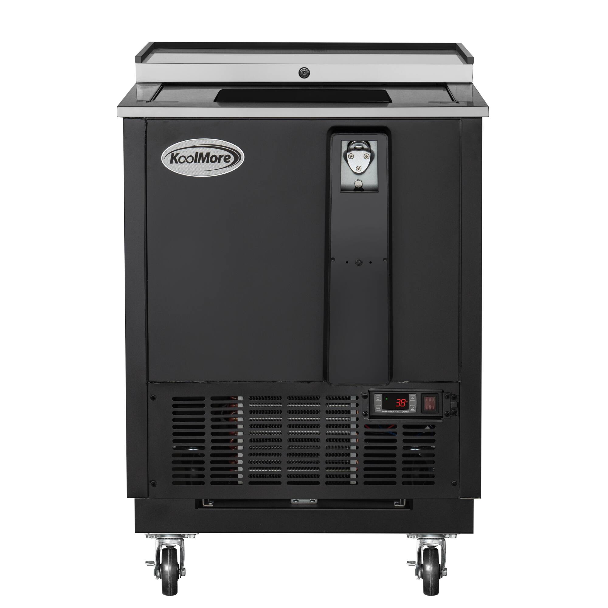 Koolmore - 25 in. Commercial Bottle Cooler in Black with Built-In Opener, ETL Listed, 5 cu. ft. (KM-BOC25-BK) - Black painted steel