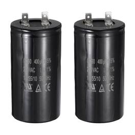 Unique Bargains - 2pcs CD60 Run Capacitor 400uF 250VAC 50/60Hz Motor Start for Washing Machine Air Compressor - Black