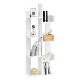 Songmics Home - Bookcase, Tree-Shaped Bookshelf with 8 Storage Shelves, Rounded Corners - White