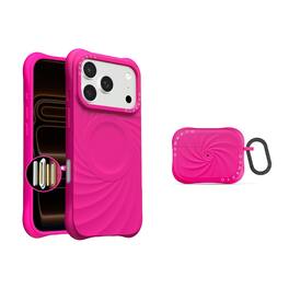 Ornarto - Vortuxe for iPhone 17 Pro Max Case 6.9" and for AirPods Pro 3 Case - Hot Pink