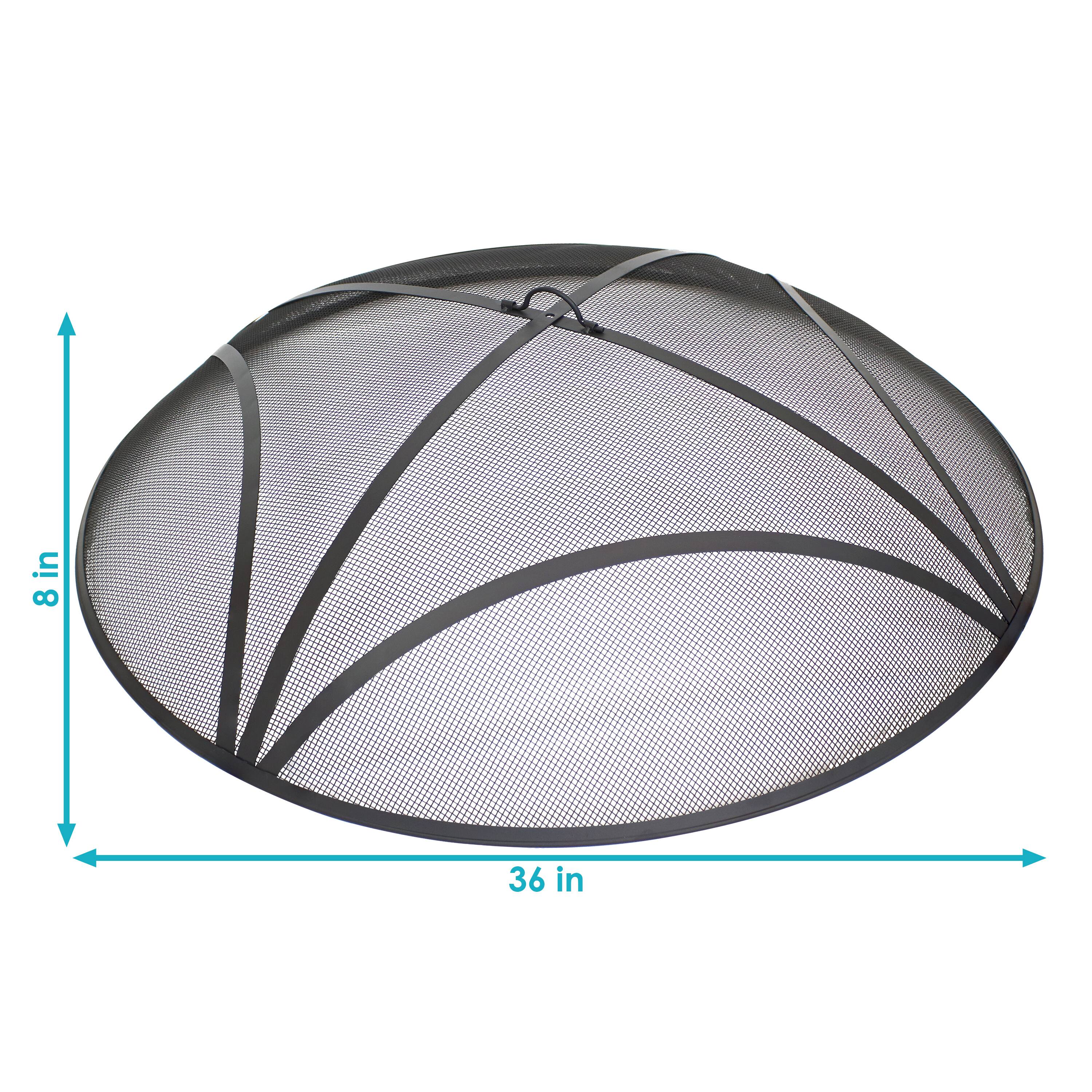 Alt View 2. Sunnydaze - 36 in Reinforced Steel Mesh Round Fire Pit Spark Screen - Black.