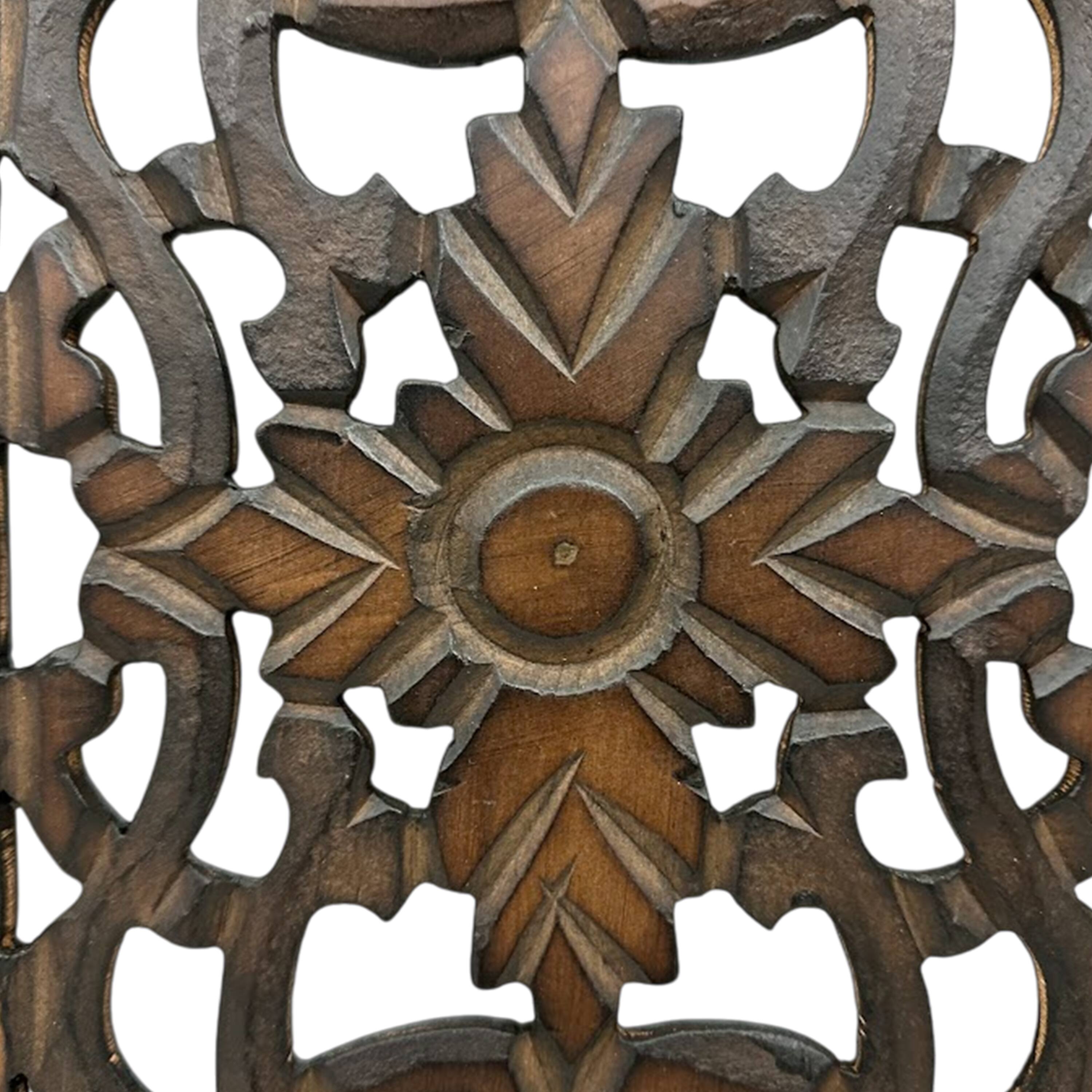 Alt View 1. Manhattan Lane - Benzara Floral Hand Carved Wooden Wall Panels, Assortment of Two - Brown.