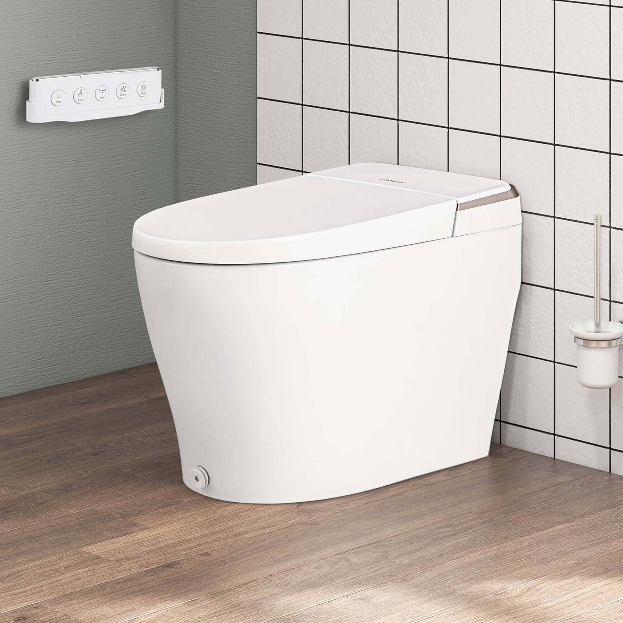 Alt View 13. Costway - Smart Toilet Elongated Bidet Toilet with Adjustable Heated Seat & Dryer Night Light - White.
