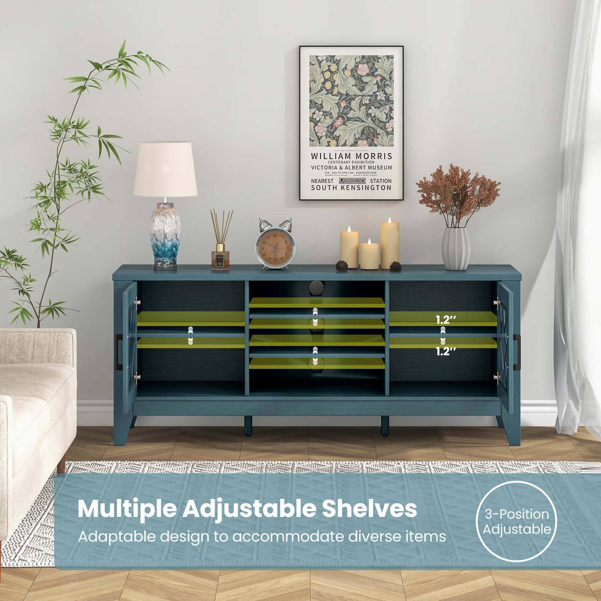 Multiple Adjustable Shelves Adaptable design to accommodate diverse items 3-Position Adjustable