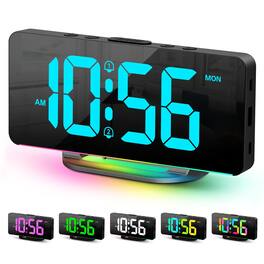 Dazzed Corner - Digital Alarm Clock, Large LED Digital Clock,USB Charging Port - Black
