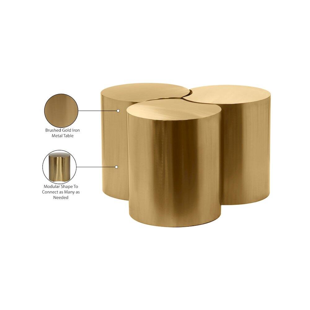 Brushed Gold Iron Metal Table  
Modular Shape To Connect as Many as Needed