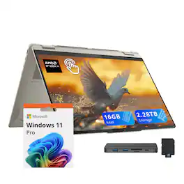 Lenovo - Yoga 7 16" Touch 2-in-1 Laptop,Ryzen AI 7 350,16GB RAM,2TB+288GB Dock Set,Backlit Keyboard,Win 11 Pro - Seashell