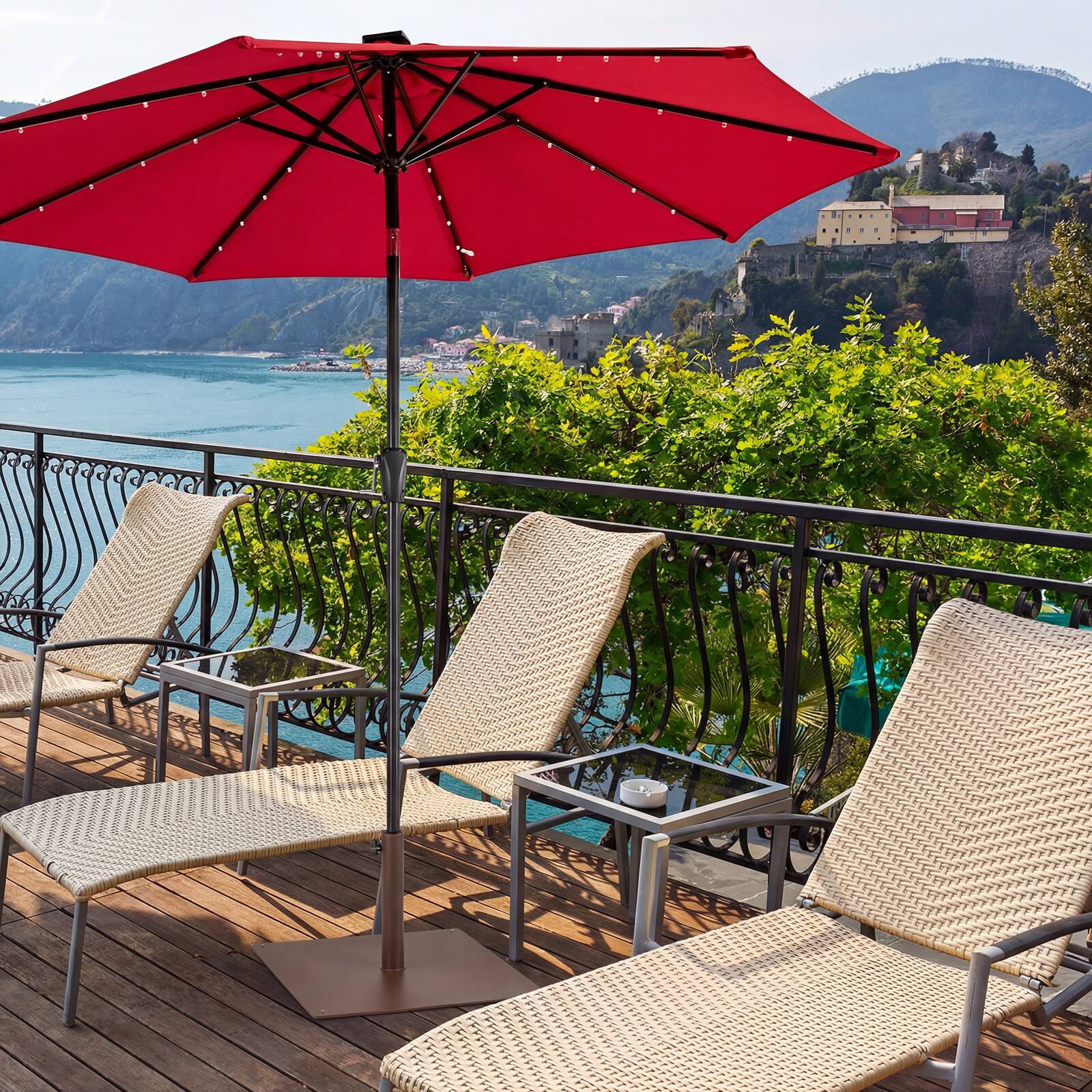 Alt View 4. Gymax - Gymax 25'' Square Patio Umbrella Base Weighted 42 LBS Outdoor Market Stand Footpads - Brown.