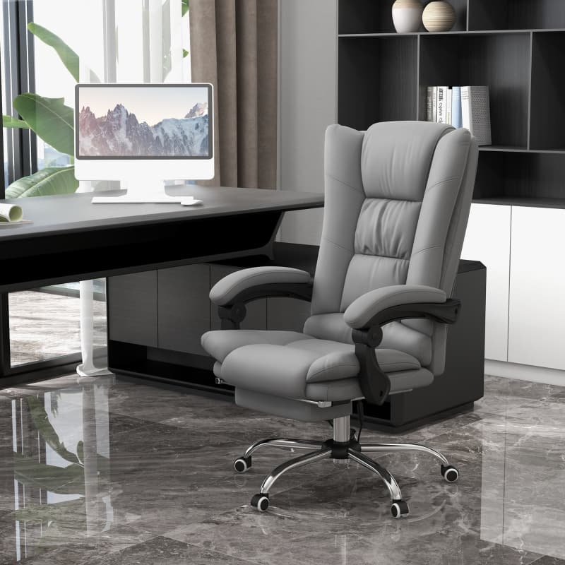 Anysun - Swivel Executive Massage Office Chair with Curved backrest for Lean Back and Relax - Gray