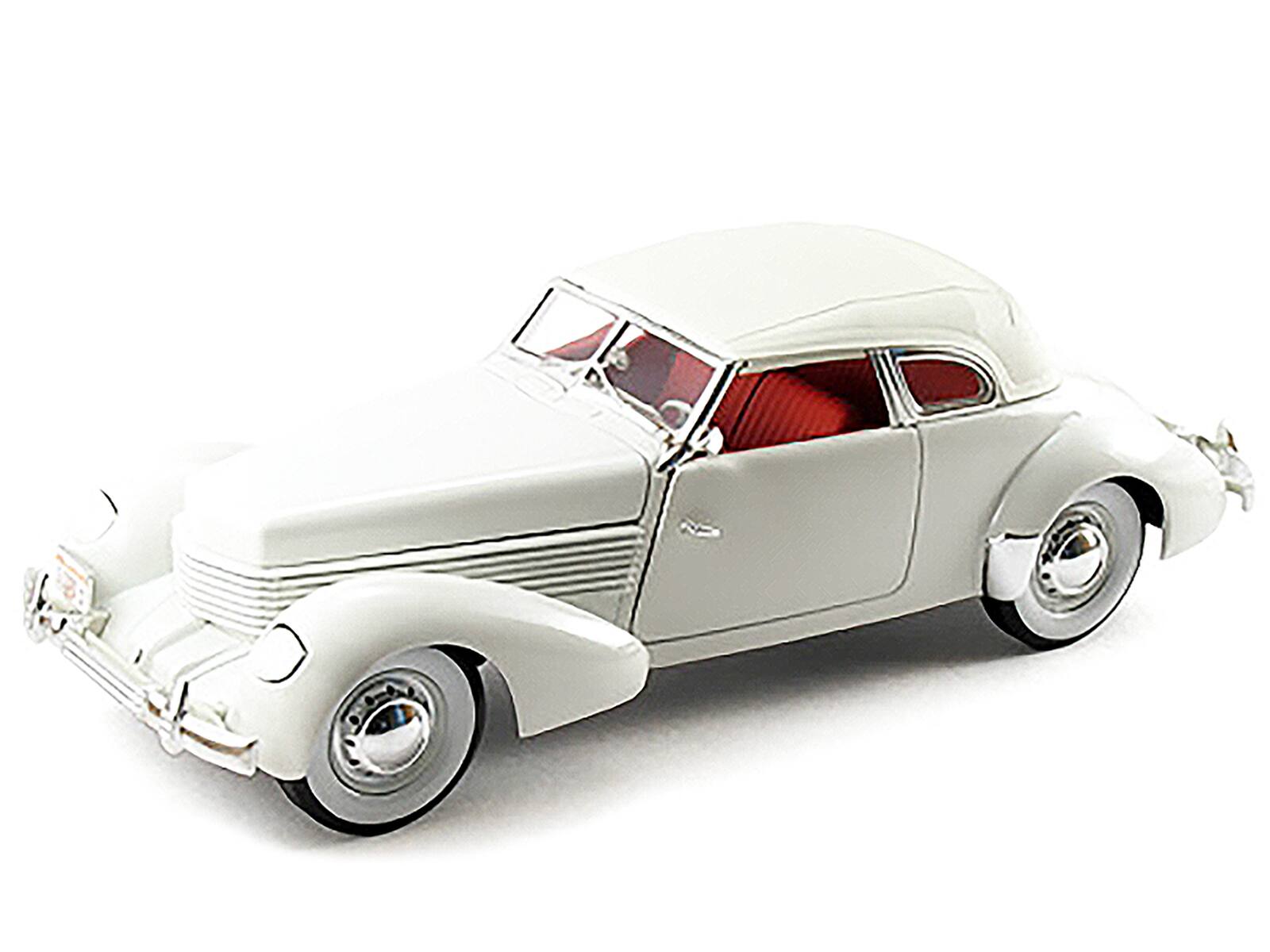 Alt View 1. Signature Models - 1936 Cord 810 Coupe White with Red Interior 1/18 Diecast Model Car by Signature Models.