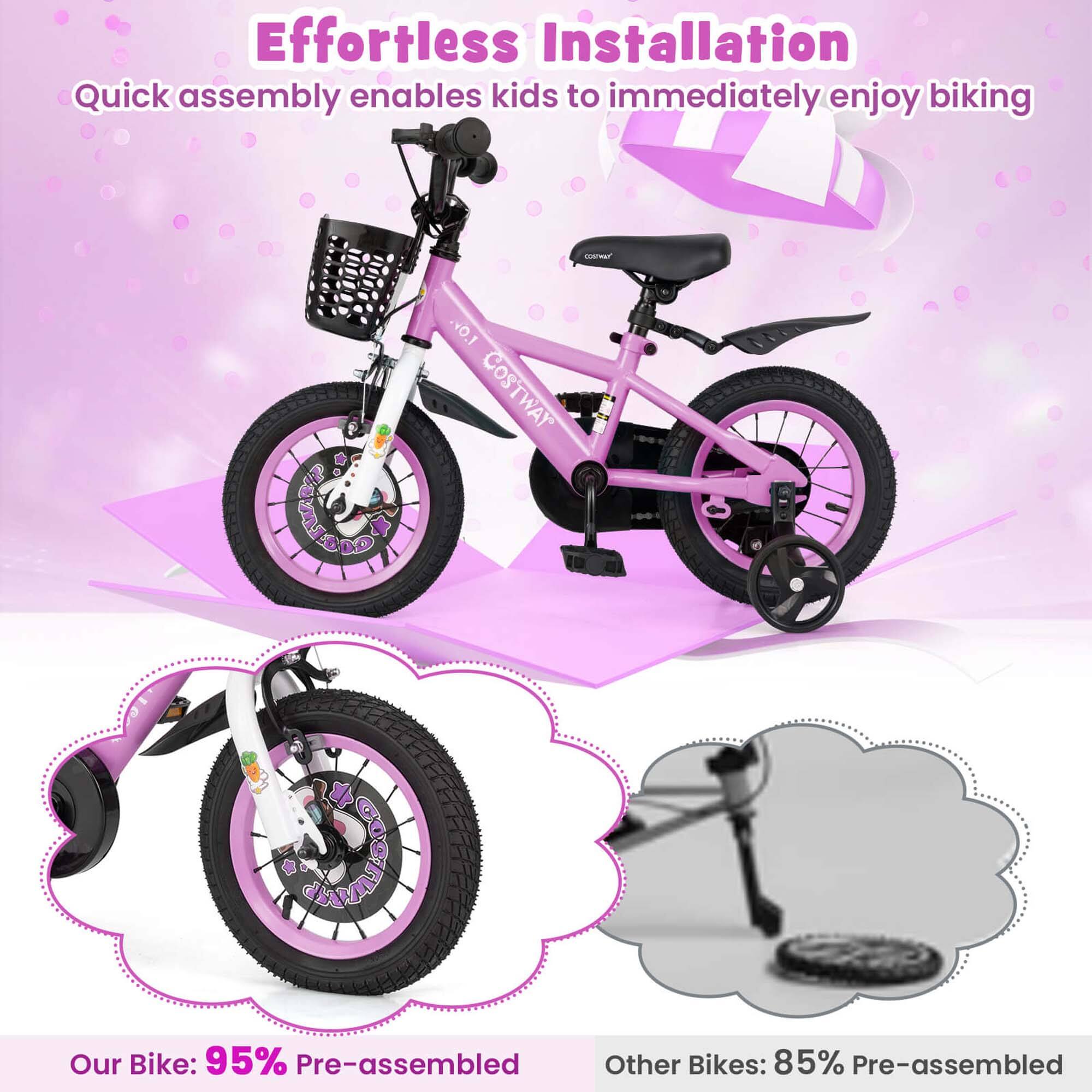 Effortless Installation  
Quick assembly enables kids to immediately enjoy biking  

Our Bike: 95% Pre-assembled  
Other Bikes: 85% Pre-assembled