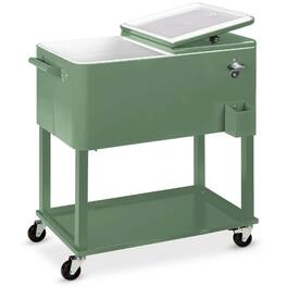 Best Choice Products - 80qt Steel Rolling Cooler Cart w/ Bottle Opener, Catch Tray, Drain Plug, Locking Wheels - Green