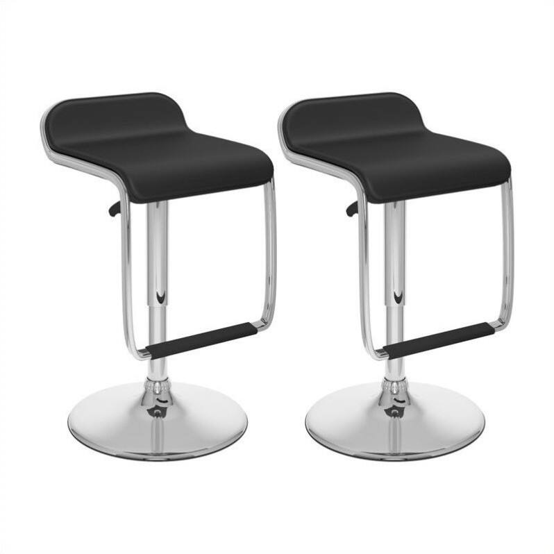 Front. CorLiving - Barstools (Set of 2) - Black/Chrome.