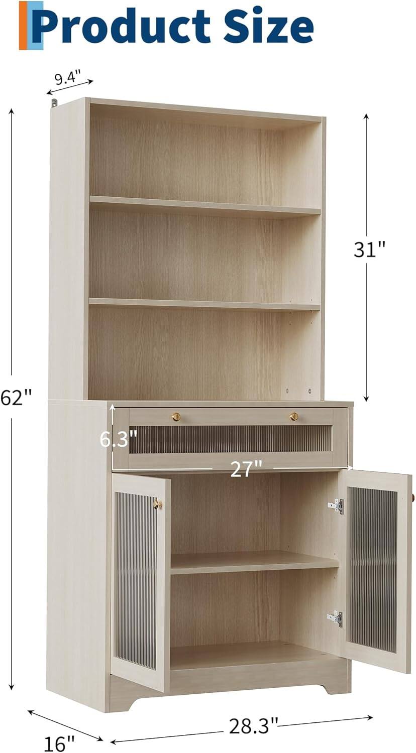 Product Size

- Height: 31"
- Width: 28.3"
- Depth: 16"
- Shelf Depth: 9.4"
- Drawer Height: 6.3"
- Drawer Width: 27"
- Overall Height: 62"
