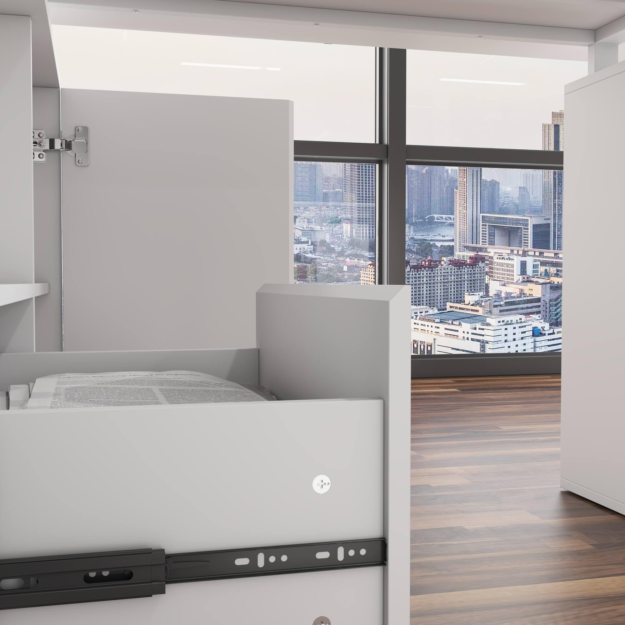 Alt View 9. Famapy - Famapy L - Shaped Electric Standing Desk: Adjustable, Modular & Organized Home Office Desk - White.