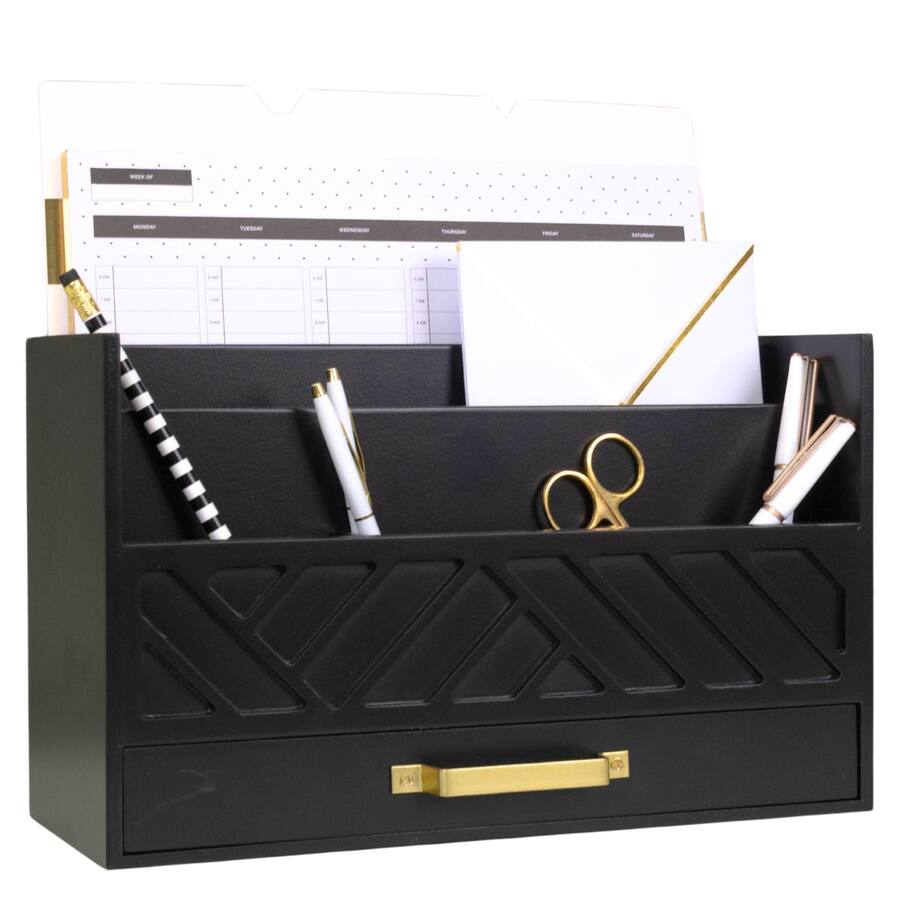 Paradigms Interiors Mail Organizer Countertop Kitchen Wood Desk Storage ...