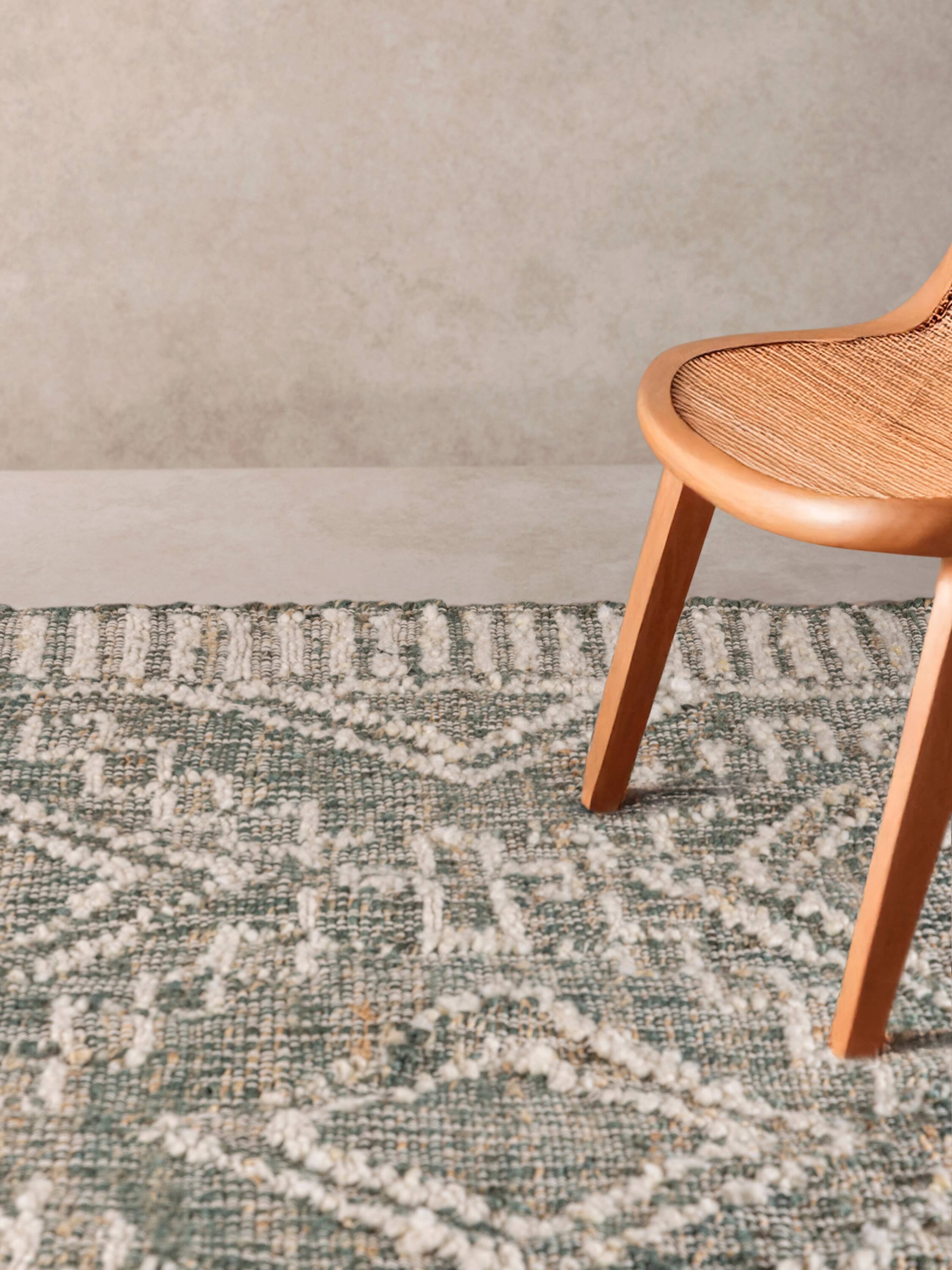 Angle. GAURI KOHLI - Ardmore Rug - Shades of green and beige.